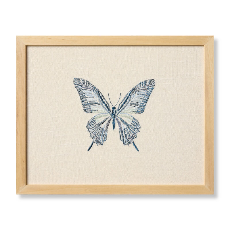 Butterfly Blue Ivory/Blue 1'x1'3" Wall Art